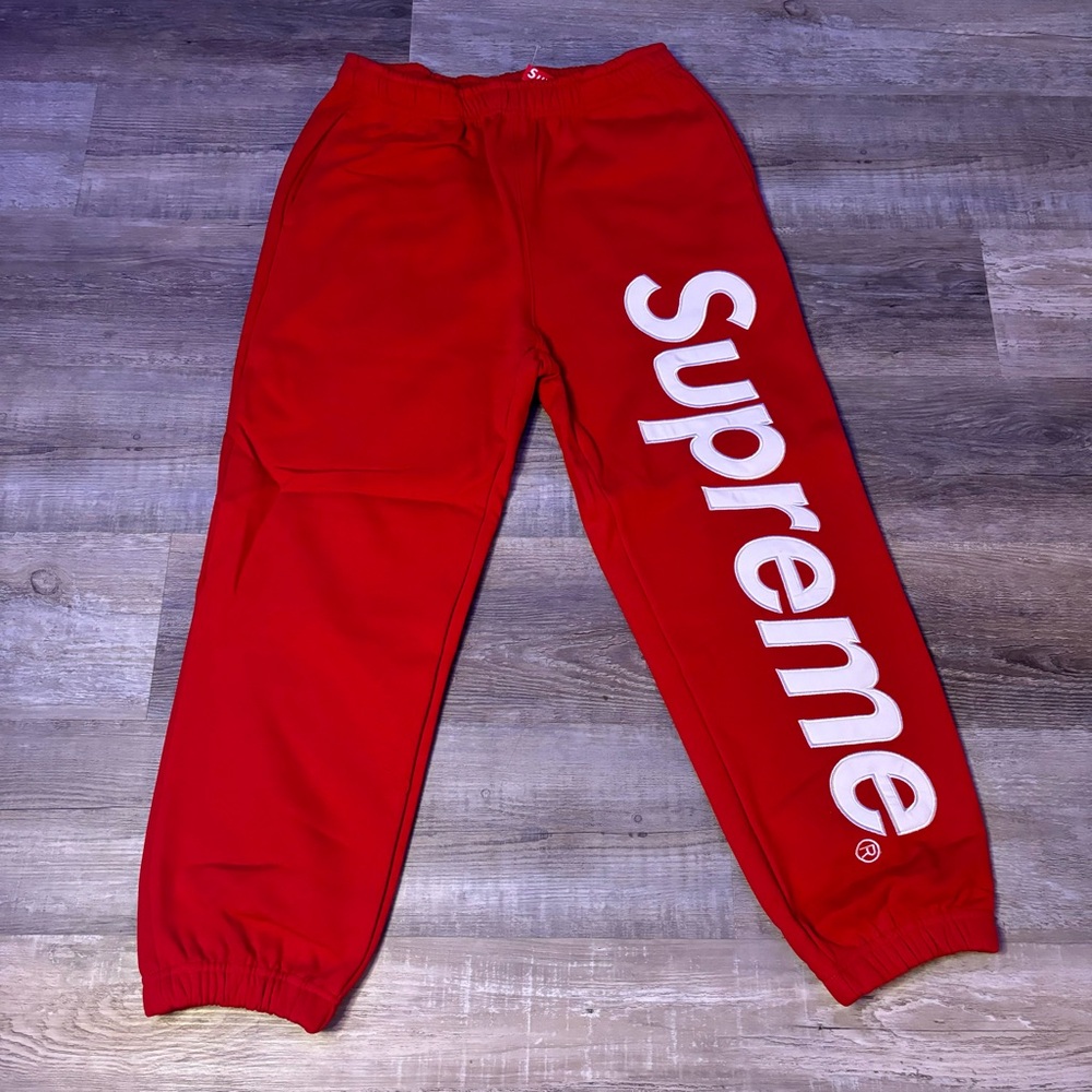 Supreme Red Embroidered Jogger Pants